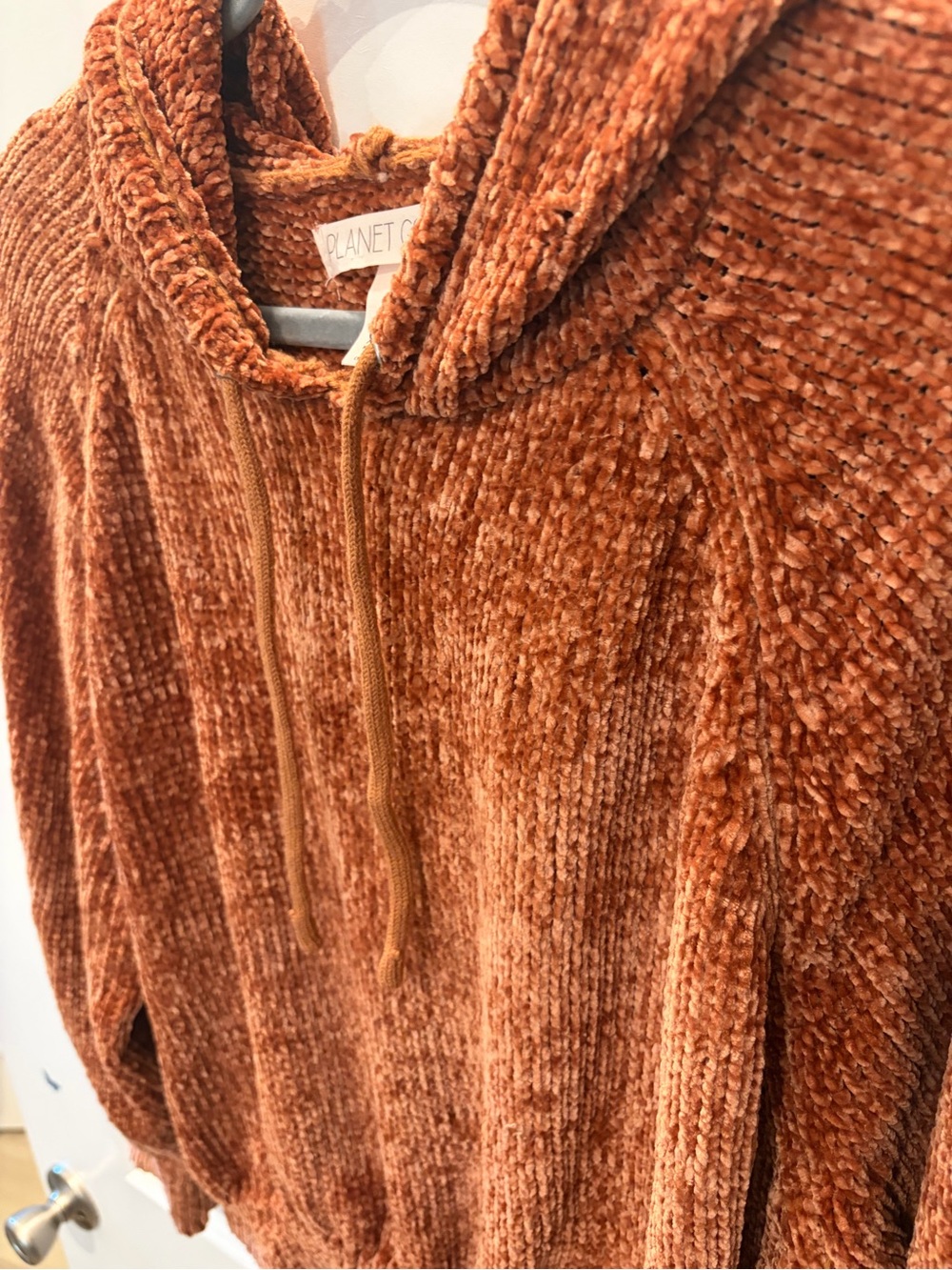 Planet Gold Chenille Hoodie Sweater in Rust